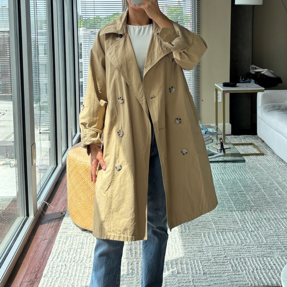 Stylish Oversized Tan Trench Coat